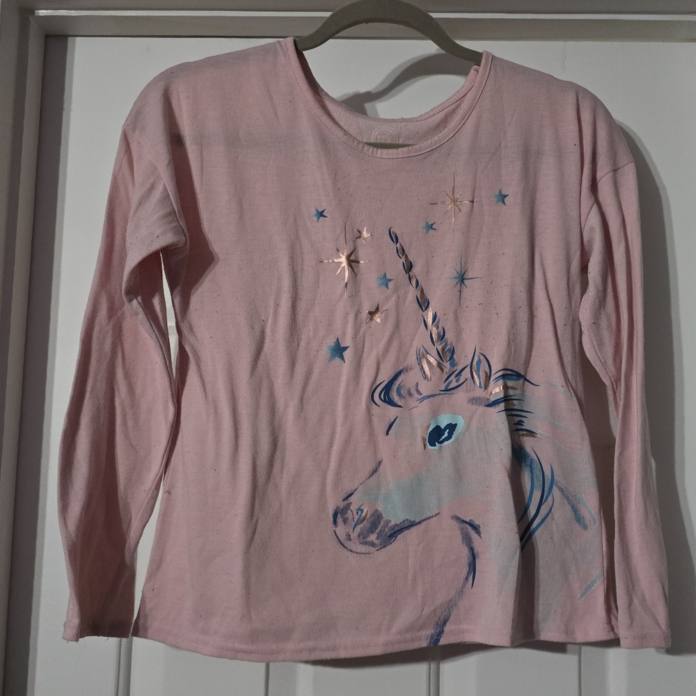 Wonder Nation Pink Long Sleeve Unicorn TEe